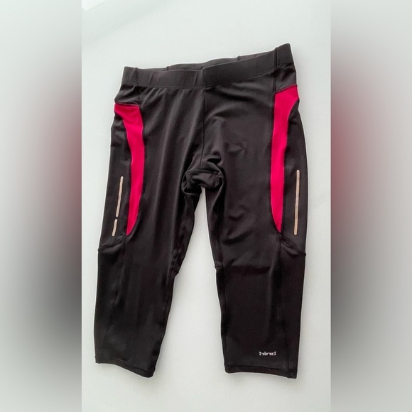 Hind Leggings Size Lg Black Pink Yoga Gym Running Pull On Capri Length Workout - Picture 1 of 6